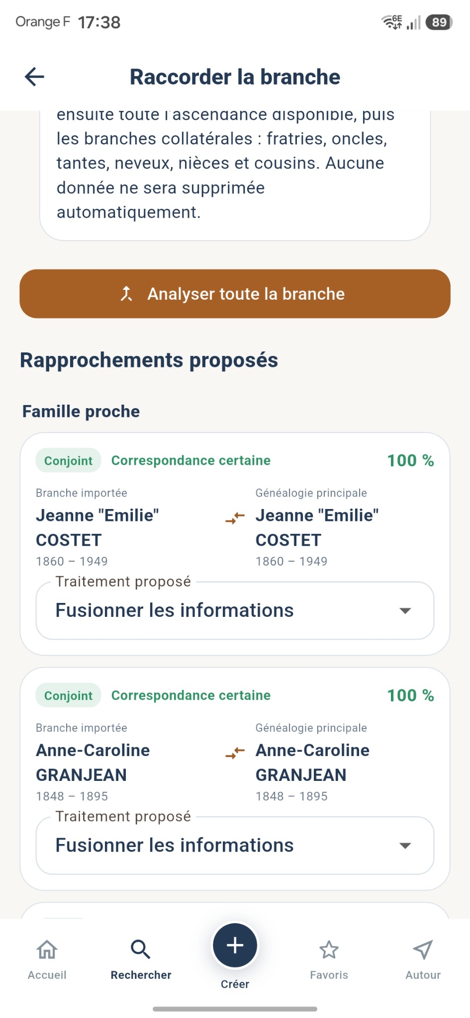 Analyse et raccordement d’une branche Herylio