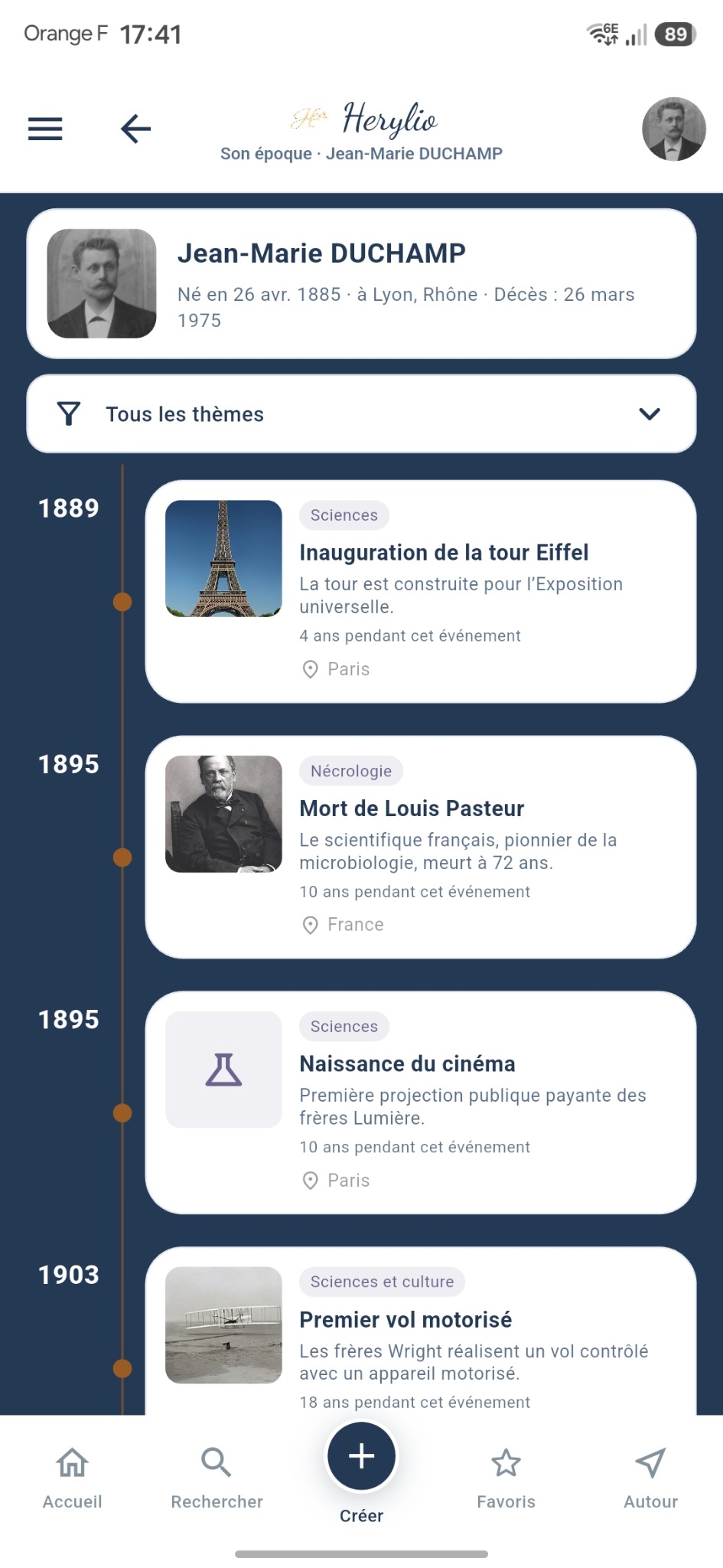 Chronologie historique autour d’une personne